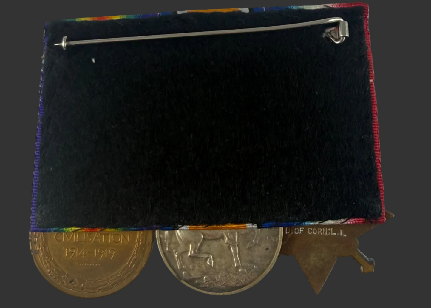 British - WWI - 1914-15 Medal Trio to Duke of Cornwall's Light Infantry - KIA - Hobart