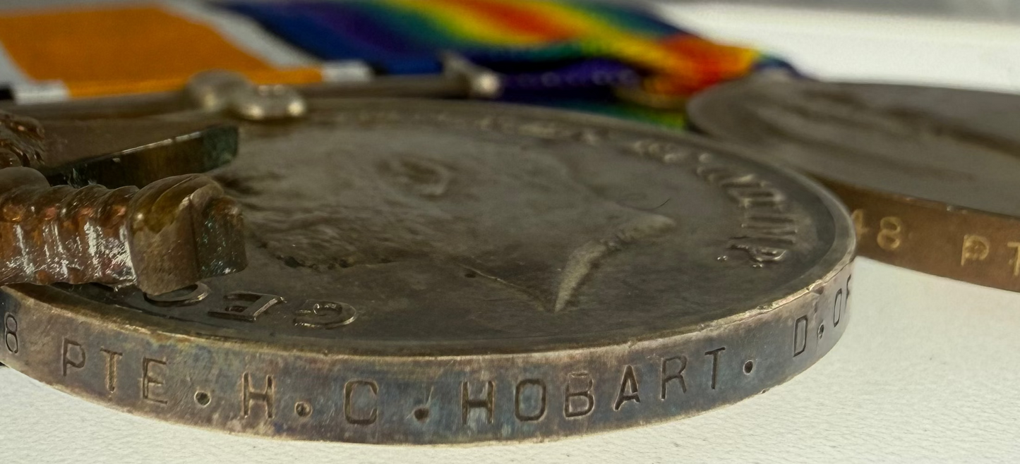 British - WWI - 1914-15 Medal Trio to Duke of Cornwall's Light Infantry - KIA - Hobart