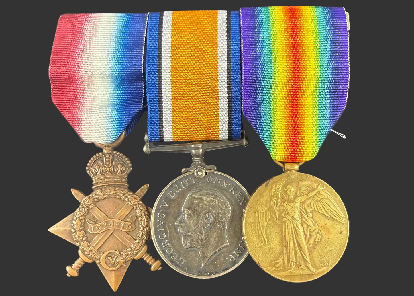 British - WWI - 1914-15 Medal Trio to Manchester Regiment - Davenport