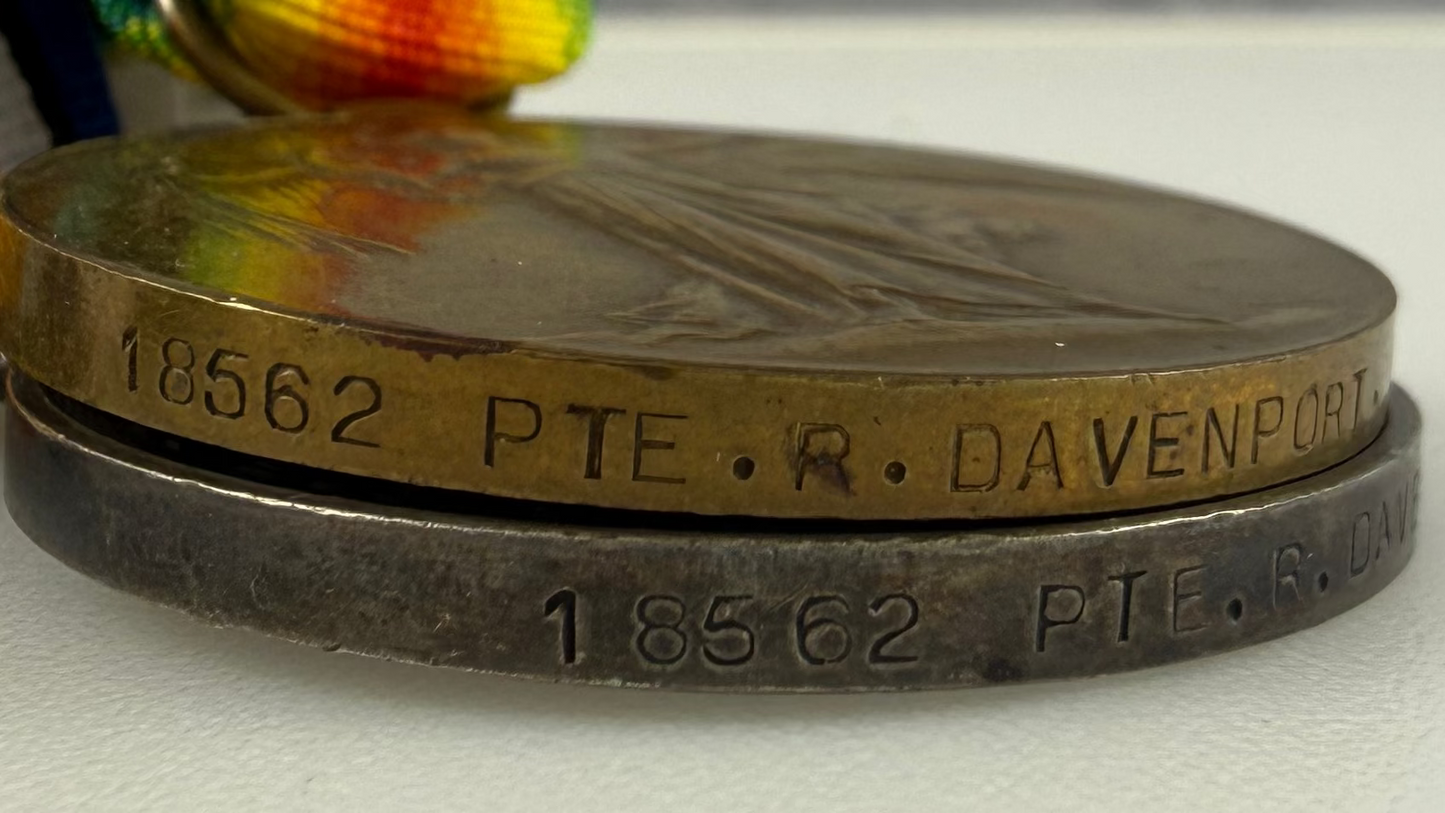 British - WWI - 1914-15 Medal Trio to Manchester Regiment - Davenport