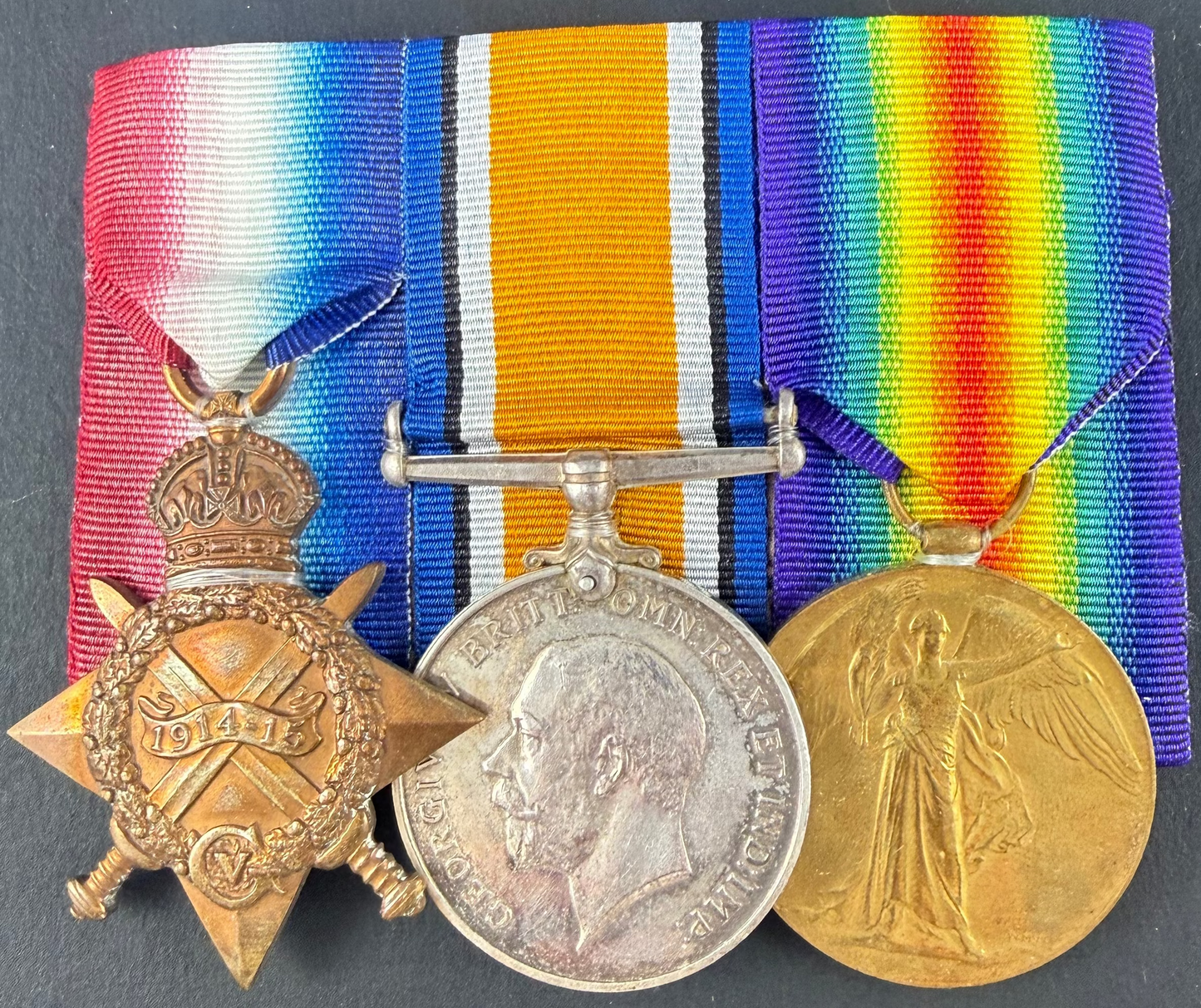 British - WWI - 1914-15 Medal Trio to Royal Sussex Regiment - Groombridge