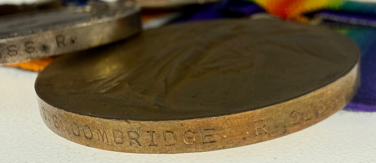 British - WWI - 1914-15 Medal Trio to Royal Sussex Regiment - Groombridge
