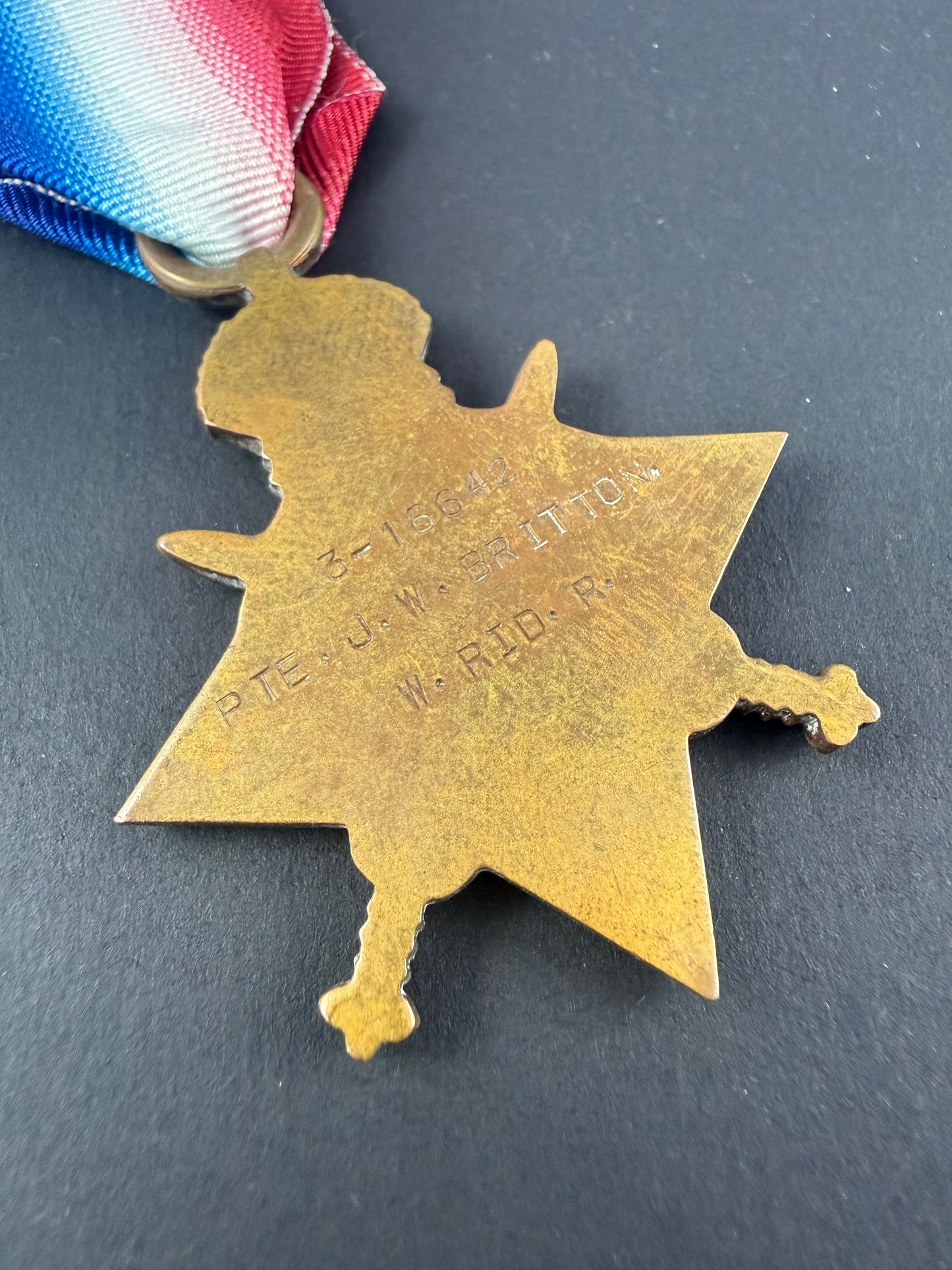 British - WWI - 1914-15 Medal Trio to 8th Battalion West Riding Regiment - Britton - Gallipoli