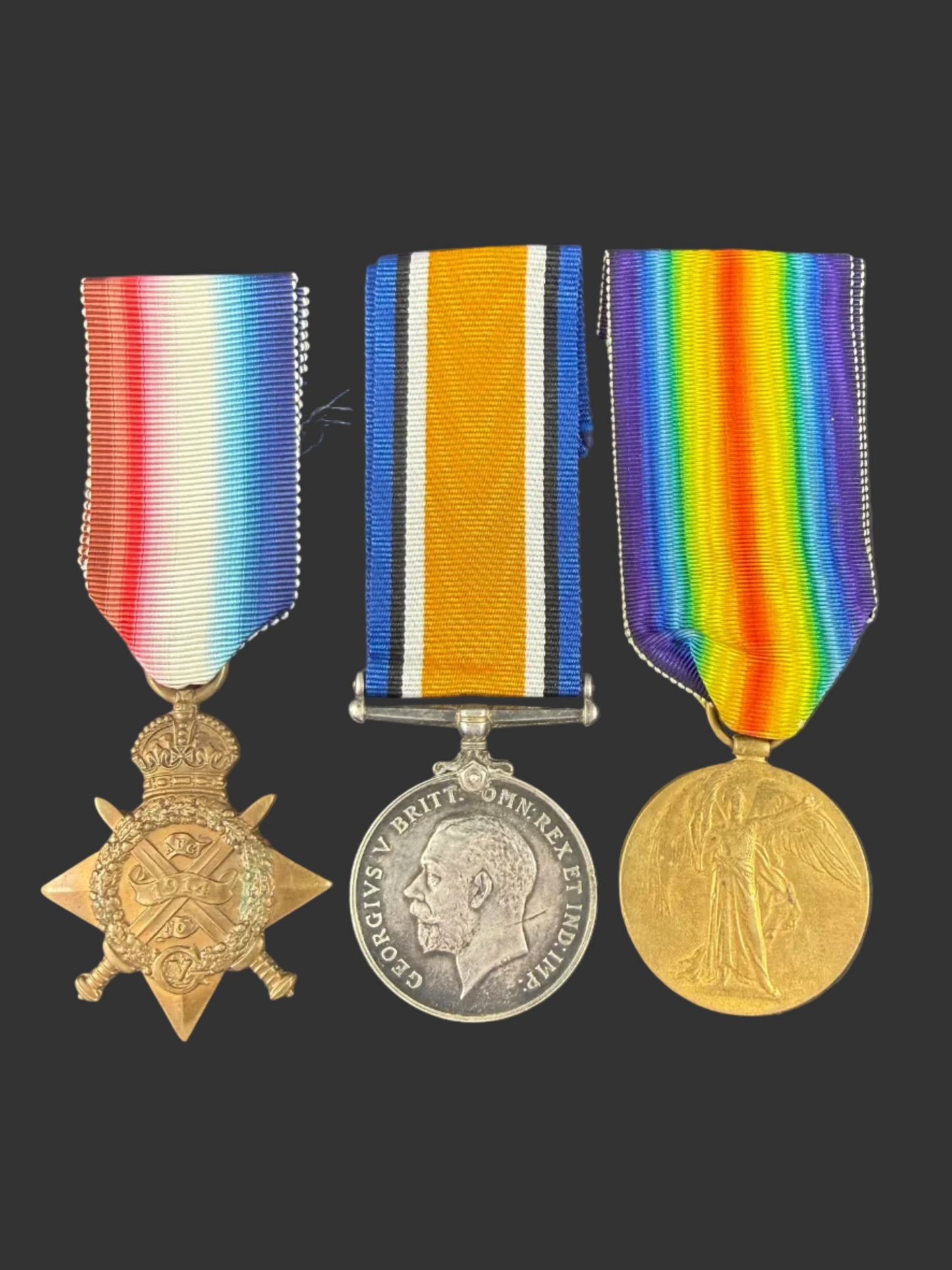 British - WWI - 1914 Star Medal Trio to 1st Battalion East Lancashire Regiment - KIA 1914 - Stewart