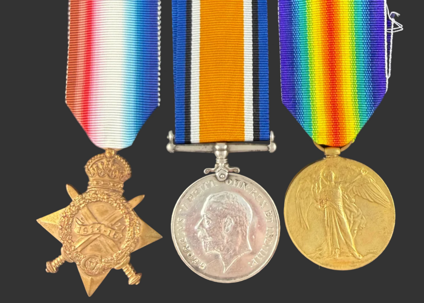 British - WWI - 1914-15 Medal Trio to South Lancashire Regiment - Officer - Hann
