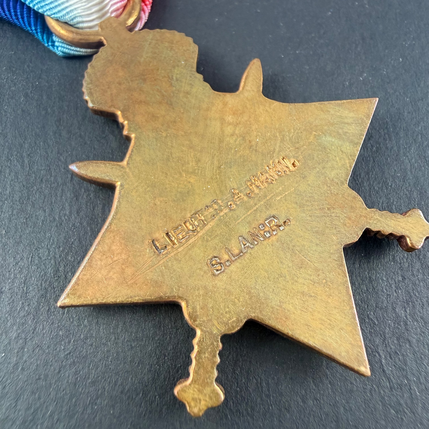 British - WWI - 1914-15 Medal Trio to South Lancashire Regiment - Officer - Hann