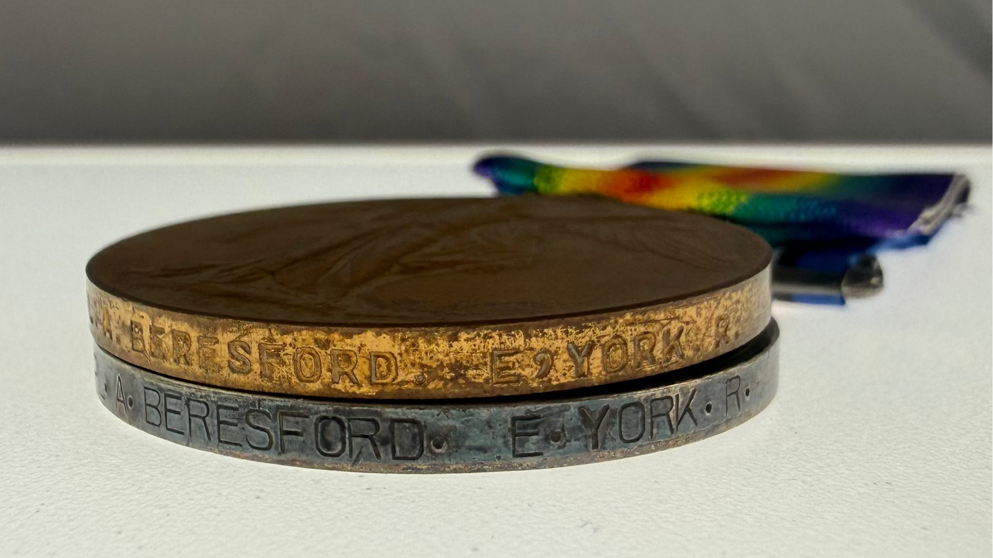 British - WWI - 1914-15 Medal Trio to 2nd Battalion East Yorkshire Regiment - WIA - Beresford