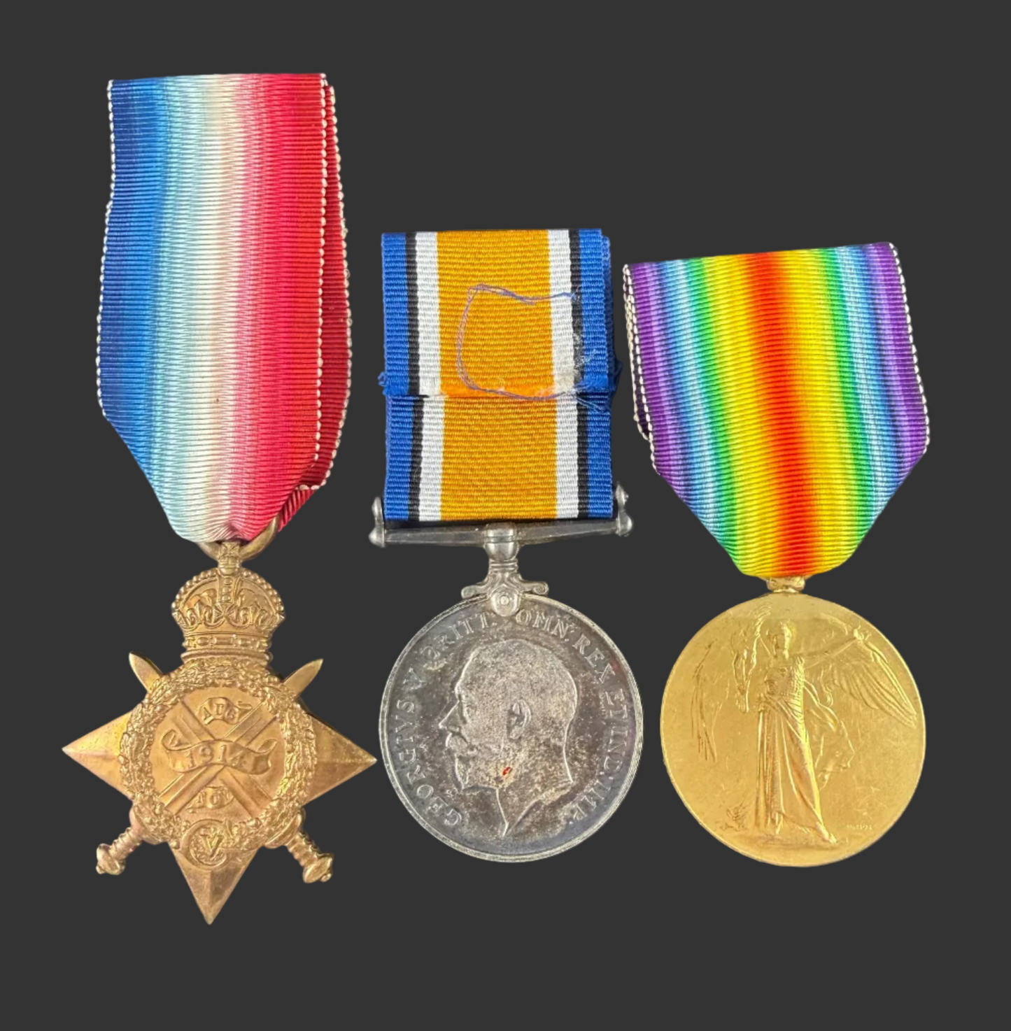 British - WWI - 1914 Star Medal Trio to 6th (Inniskilling) Dragoons - WIA - Boardman