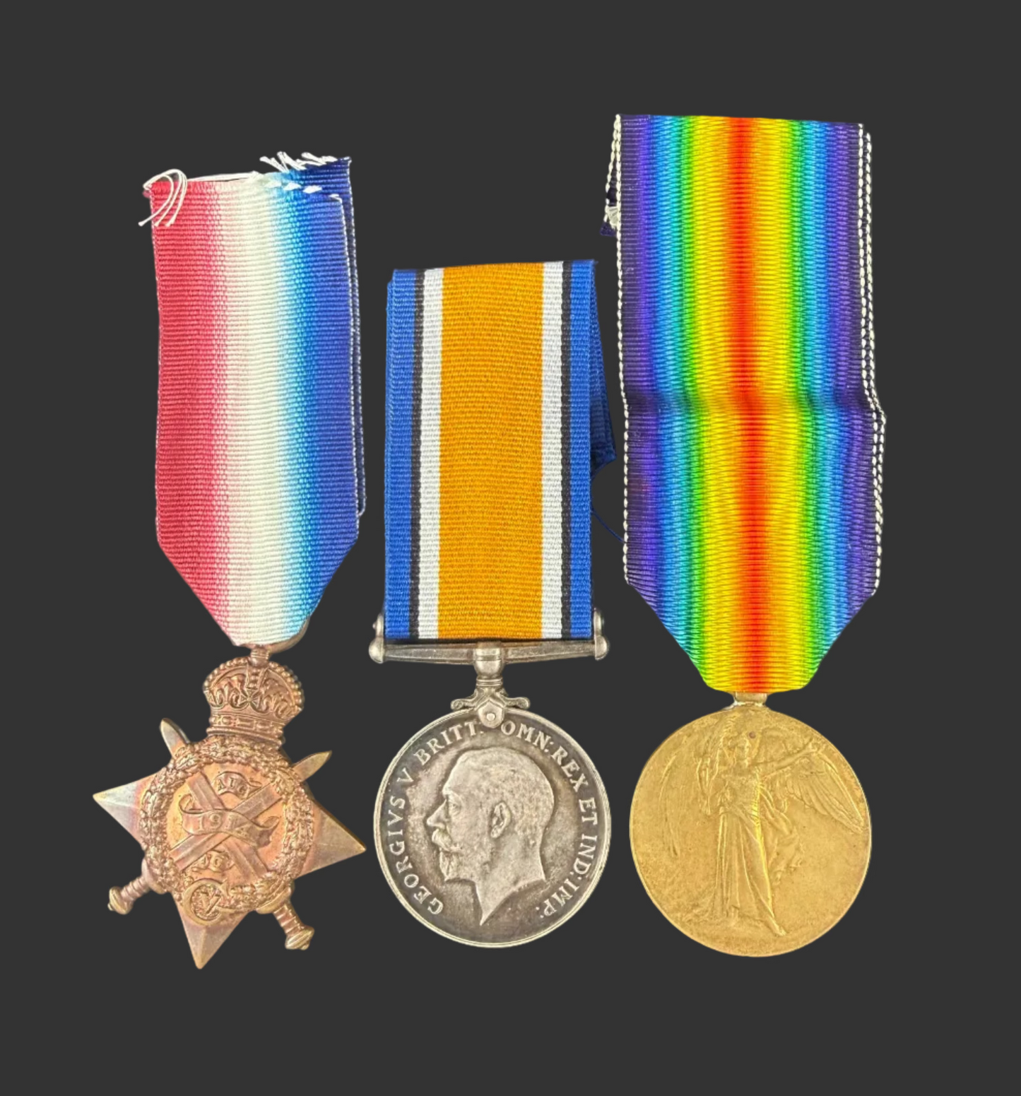 British - WWI - 1914 Star Medal Trio to 2nd Battalion York and Lancaster Regiment - WIA - Crisp