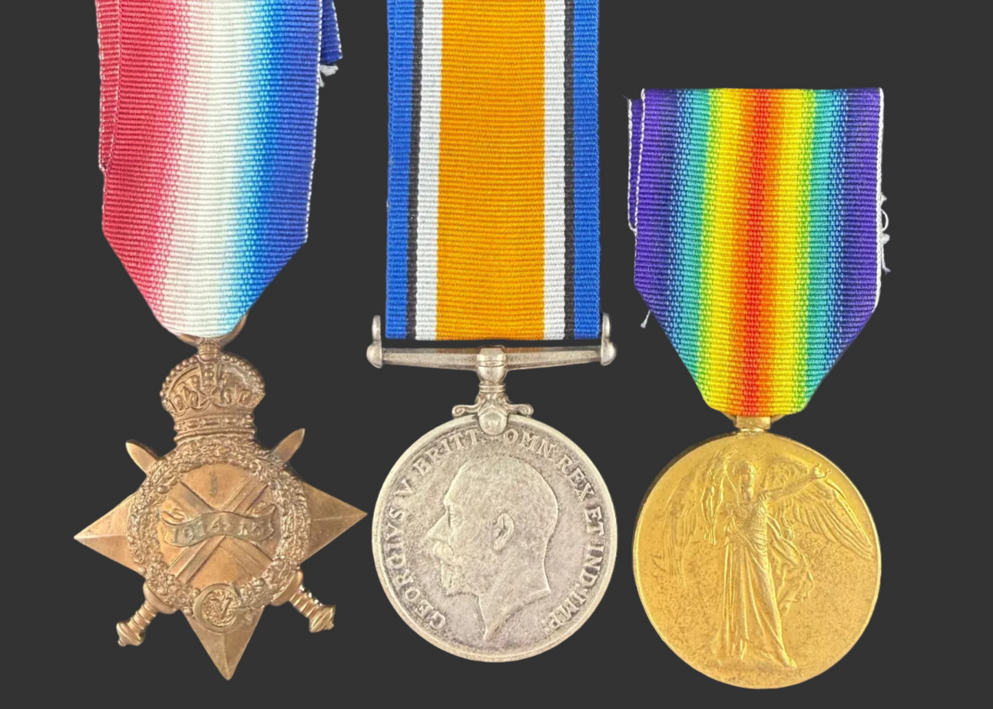 British - WWI - 1914-15 Medal Trio to Middlesex Regiment - DoW - Jenkins