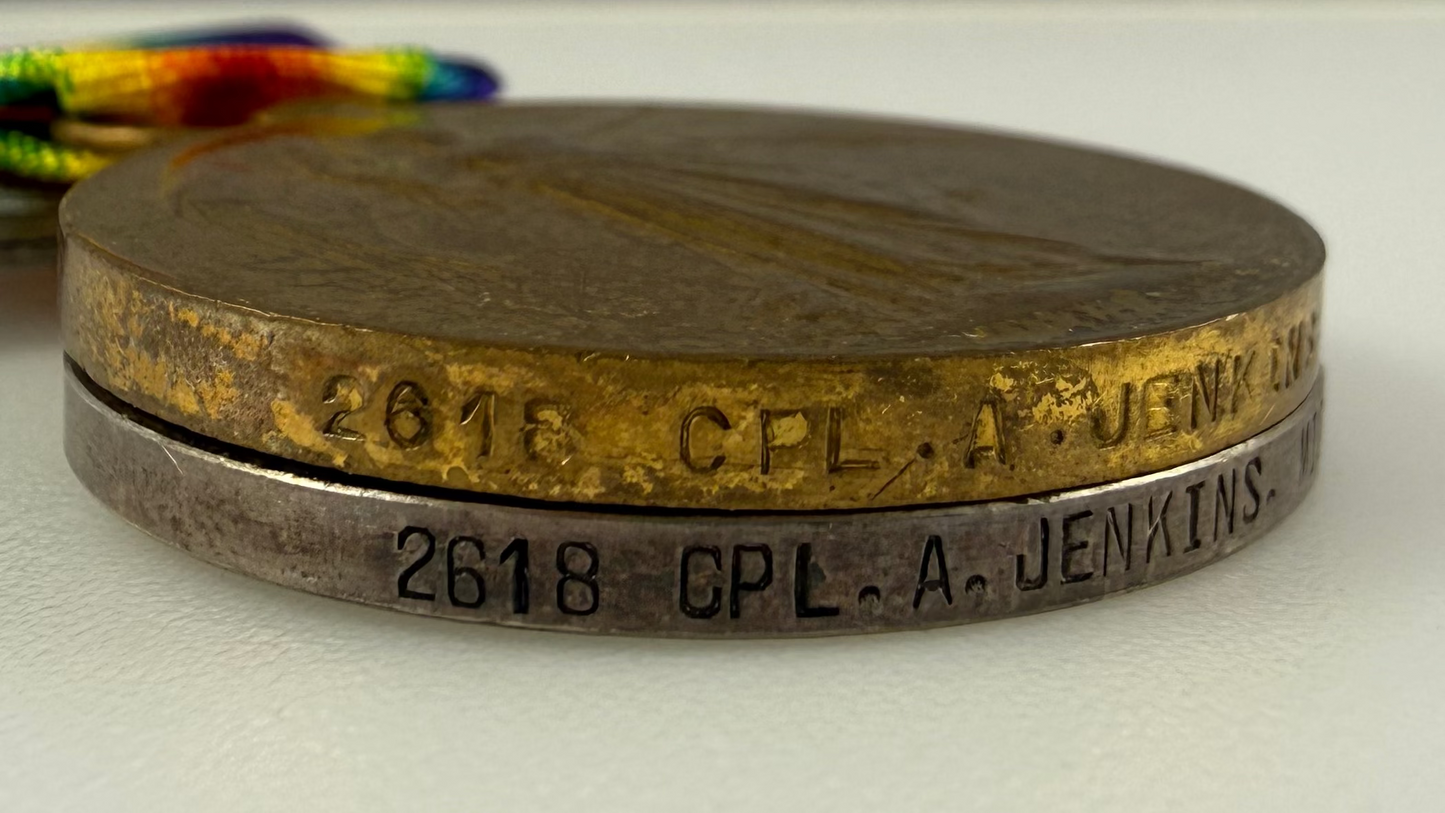 British - WWI - 1914-15 Medal Trio to Middlesex Regiment - DoW - Jenkins