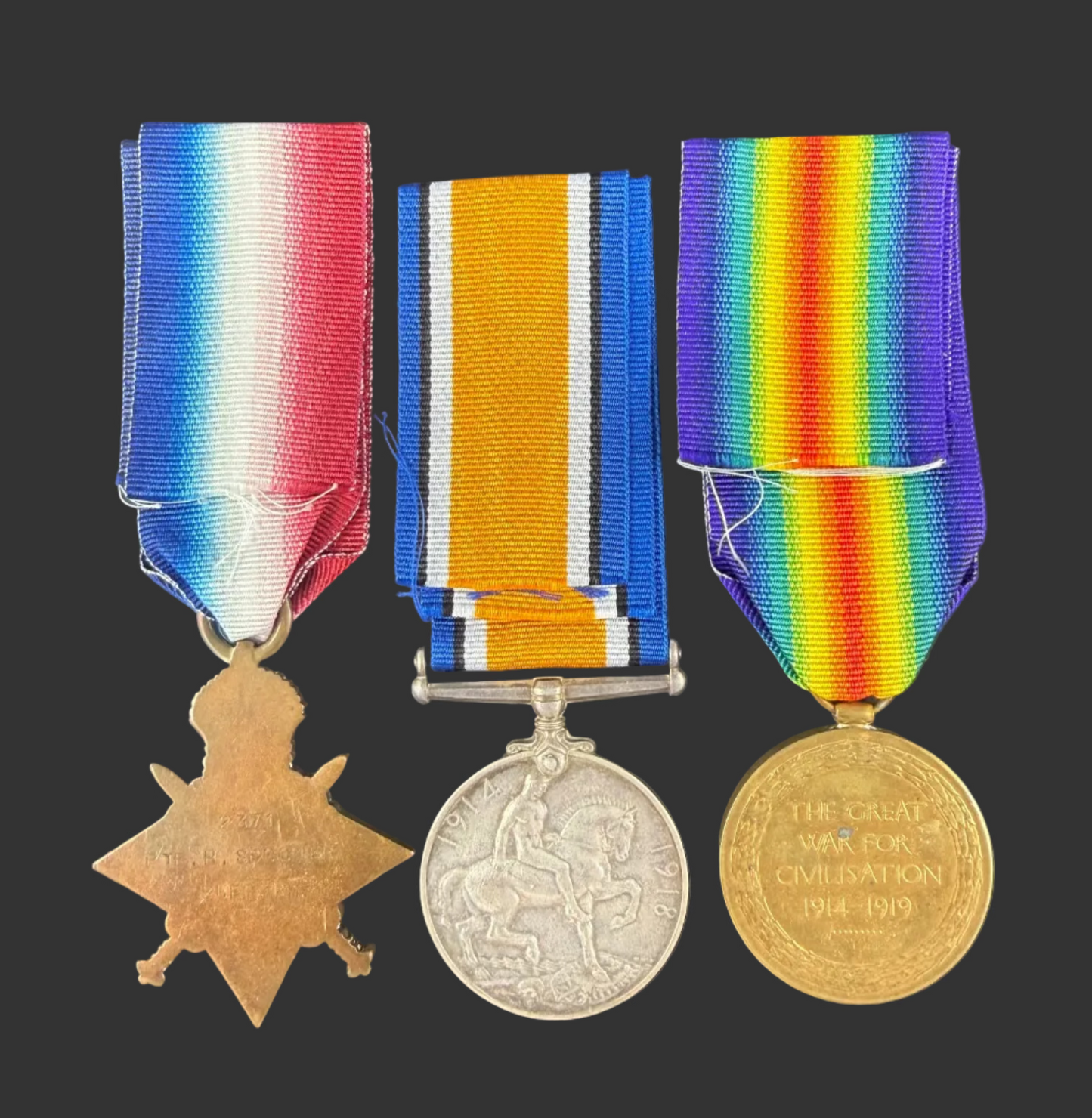 British - WWI - 1914-15 Medal Trio to 5th Battalion Suffolk Regiment - Gallipoli - Spooner
