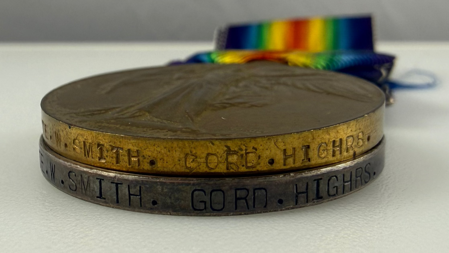 British - WWI - 1914-15 Medal Trio to 4th Battalion Gordon Highlanders - WIA - Smith