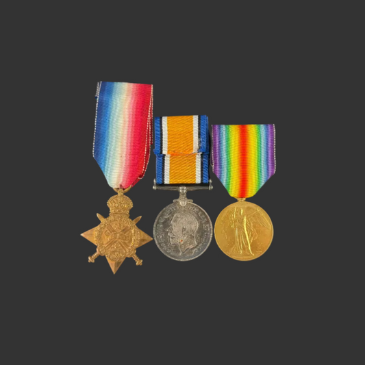 British - WWI - 1914 Star Medal Trio to 6th (Inniskilling) Dragoons - WIA - Boardman