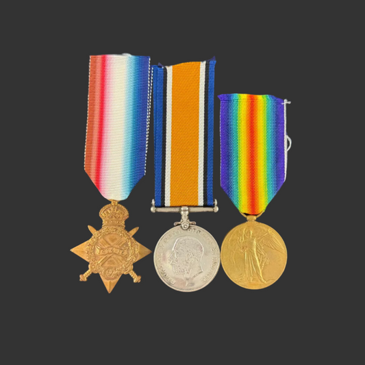 British - WWI - 1914-15 Medal Trio to South Lancashire Regiment - Officer - Hann