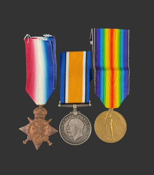 British - WWI - 1914 Star Medal Trio to 2nd Battalion York and Lancaster Regiment - WIA - Crisp
